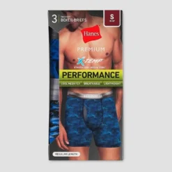 Hanes Premium Men's Performance Boxer Briefs 3pk - Blue/Red