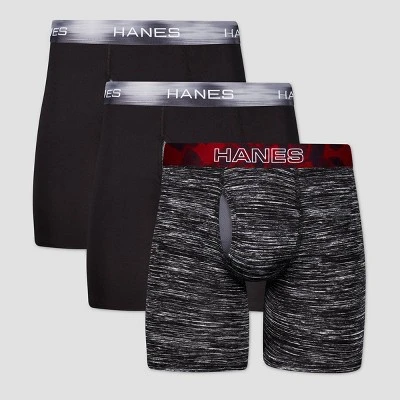 Hanes Premium Men's Xtemp Long Leg Boxer Briefs 3pk - Black/Gray 5 Hanes Premium Men's Xtemp Long Leg Boxer Briefs 3pk - Black/Gray - Image 3