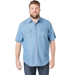 Boulder Creek By KingSize Men's Big & Tall Short Sleeve Denim & Twill Shirt -Refrigiwear US Shop GUEST 2e6b925a fe87 4fbf 9095 084a7315176b