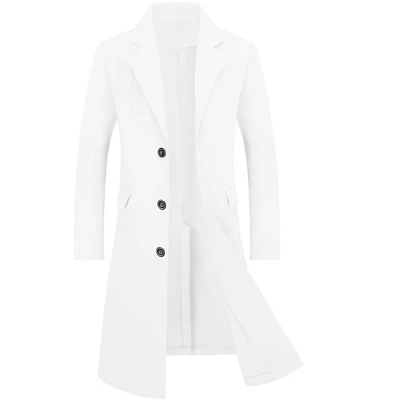 Lars Amadeus Men's Winter Single Breasted Notched Lapel Long Overcoat 11 Lars Amadeus Men's Winter Single Breasted Notched Lapel Long Overcoat - Image 9