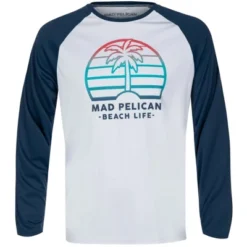 Mad Pelican Ombre Palm Shade Sun Kicker Raglan UV Long Sleeve T-Shirt - White