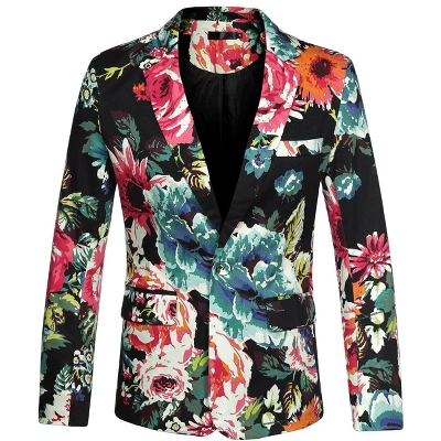 Lars Amadeus Men's Prom Floral Slim Fit One Button Lightweight Prom Suit Blazer Jacket 10 Lars Amadeus Men's Prom Floral Slim Fit One Button Lightweight Prom Suit Blazer Jacket - Image 8