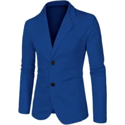 Lars Amadeus Men Notched Lapel Solid Color Pockets Front Long Sleeve Knit Blazer -Refrigiwear US Shop GUEST 4070fd00 c6ff 4e76 b56f aacd0e2af750