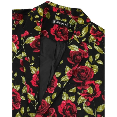 Lars Amadeus Men's Prom Floral Slim Fit One Button Lightweight Prom Suit Blazer Jacket 4 Lars Amadeus Men's Prom Floral Slim Fit One Button Lightweight Prom Suit Blazer Jacket - Image 2