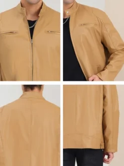 Lars Amadeus Men's Stand Collar Zip Up Motorcycle Biker Faux Leather Jacket -Refrigiwear US Shop GUEST 4ff91a7e 584f 4500 a38a 5ca8521b3ac9