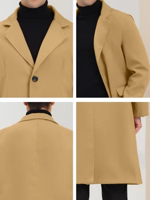 Lars Amadeus Men's Winter Single Breasted Notched Lapel Long Overcoat 7 Lars Amadeus Men's Winter Single Breasted Notched Lapel Long Overcoat - Image 5