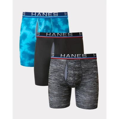 Hanes Premium Men's Xtemp Total Support Pouch Anti Chafing 3pk Long Leg Boxer Briefs - Blue/Gray/Black 7 Hanes Premium Men's Xtemp Total Support Pouch Anti Chafing 3pk Long Leg Boxer Briefs - Blue/Gray/Black - Image 5
