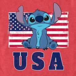 Men's Lilo & Stitch Distressed Red, White, And Blue T-Shirt