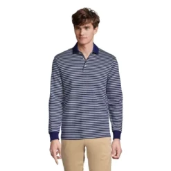 Lands' End Men's Long Sleeve Jacquard Super Soft Supima Polo Shirt -Refrigiwear US Shop GUEST 8528f465 bee9 46f7 8a18 84beda3aedcd
