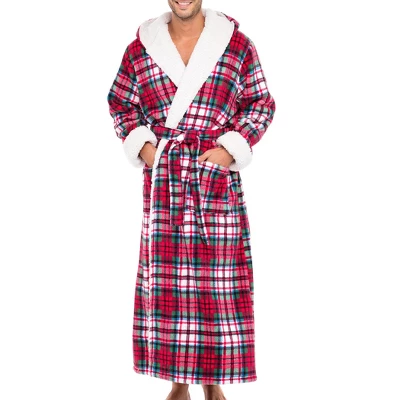 Men's Warm Winter Plush Hooded Bathrobe, Full Length Fleece Robe With Hood 12 Men's Warm Winter Plush Hooded Bathrobe, Full Length Fleece Robe With Hood - Image 10