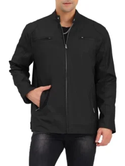 Lars Amadeus Men's Stand Collar Zip Up Motorcycle Biker Faux Leather Jacket -Refrigiwear US Shop GUEST a332b962 13bb 402a 887e 4b332a8e3b38