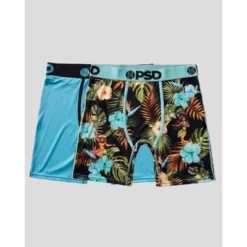 PSD Men's Floral Print Boxer Briefs 2pk - Green/Light Aqua Blue/Black -Refrigiwear US Shop GUEST bae2c2df 8bfe 4940 a0e3 7c9d829ae020