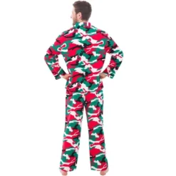 Men's Soft Cotton Flannel Pajamas Lounge Set, Warm Long Sleeve Shirt And Pajama Pants With Pockets