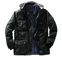 Front Page 31 Boulder Creek By KingSize Men's Big & Tall Multi-Pocket Twill Jacket With Removable Hood