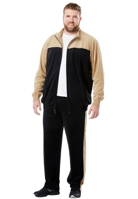 KingSize Men's Big & Tall Colorblock Velour Tracksuit 4 KingSize Men's Big & Tall Colorblock Velour Tracksuit - Image 2