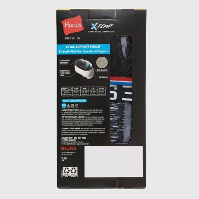 Hanes Premium Men's Xtemp Total Support Pouch Anti Chafing 3pk Long Leg Boxer Briefs - Blue/Gray/Black 4 Hanes Premium Men's Xtemp Total Support Pouch Anti Chafing 3pk Long Leg Boxer Briefs - Blue/Gray/Black - Image 2