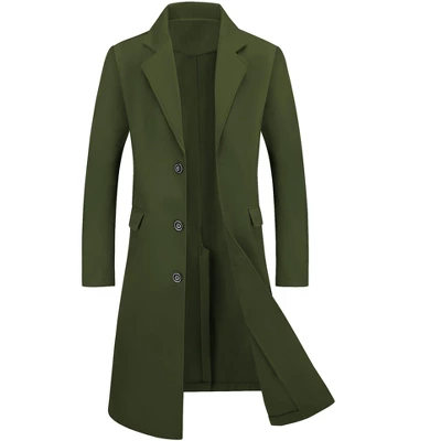Lars Amadeus Men's Winter Single Breasted Notched Lapel Long Overcoat 10 Lars Amadeus Men's Winter Single Breasted Notched Lapel Long Overcoat - Image 8
